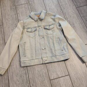 Levi's girls light wash denim jean jacket heavy button down size S 8-10 years
